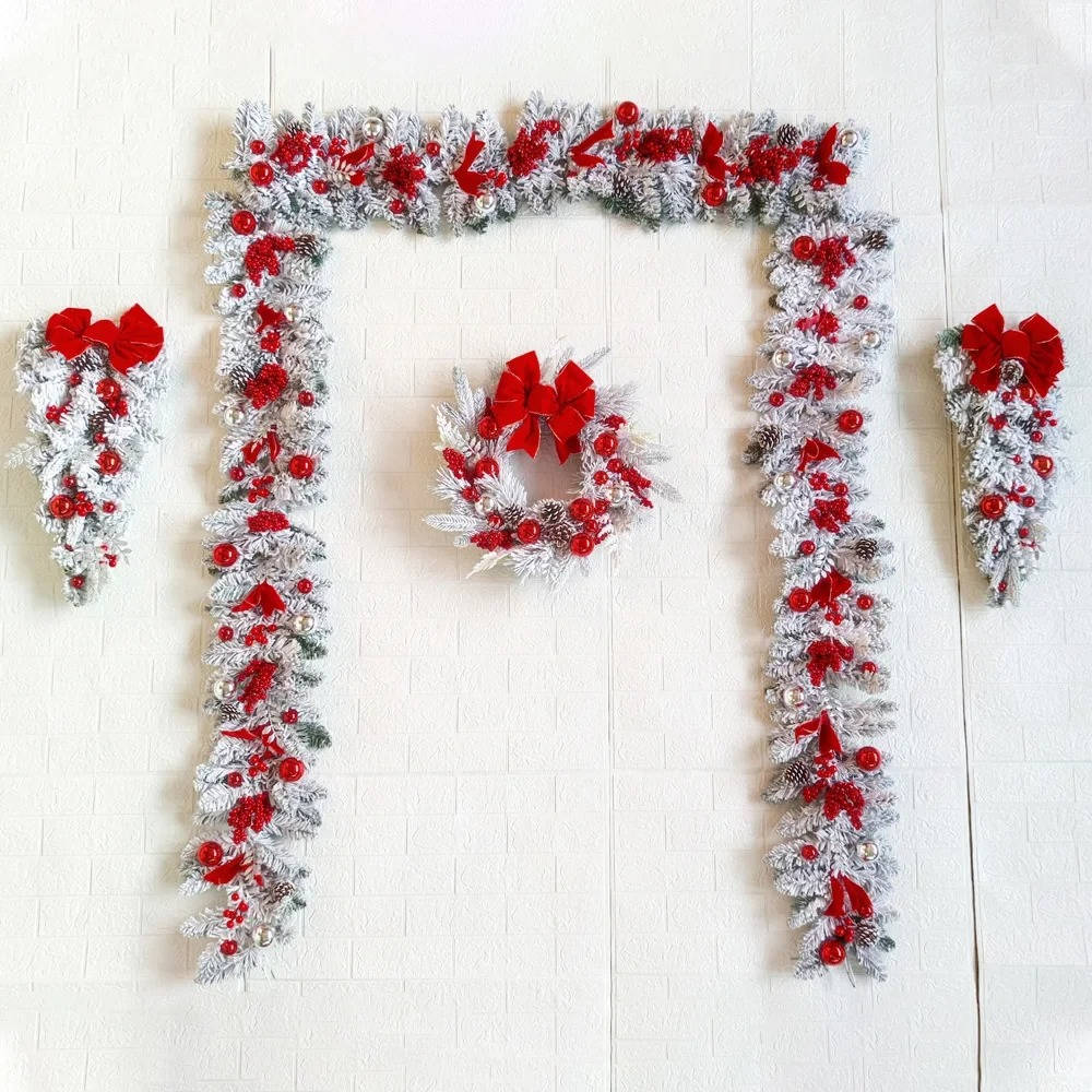 Hollevo™ Complete kerstdecoratie voor de voordeur met krans
