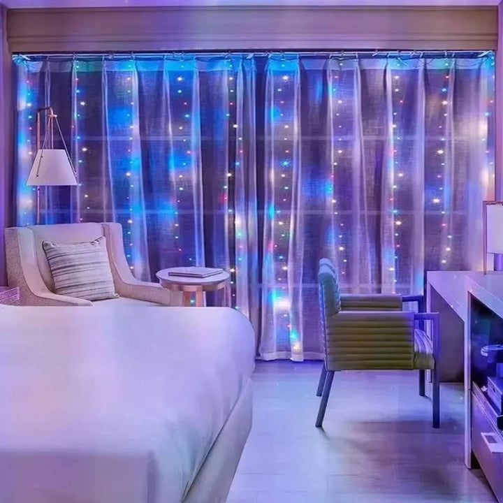 LED-lichtgordijn via USB met afstandsbediening voor muur en raam