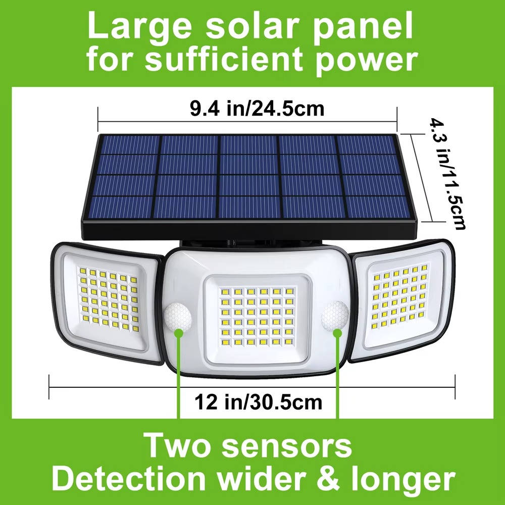 Hollevo™ Solar buitenlamp met bewegingssensor en 3 verstelbare lichtkoppen