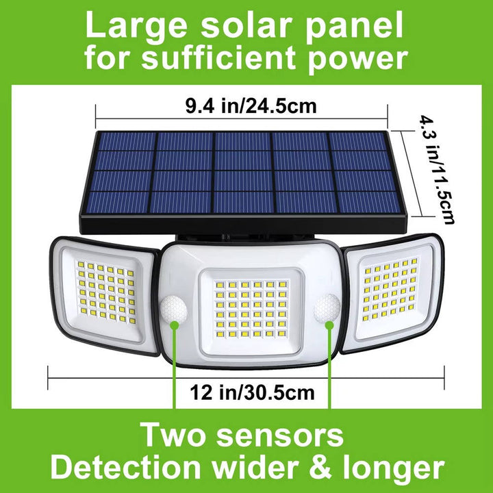 Hollevo™ Solar buitenlamp met bewegingssensor en 3 verstelbare lichtkoppen
