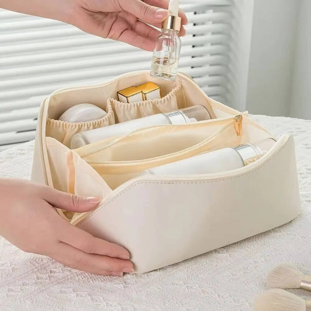 Hollevo™ Waterdichte make-uptas voor op reis die helemaal plat opent