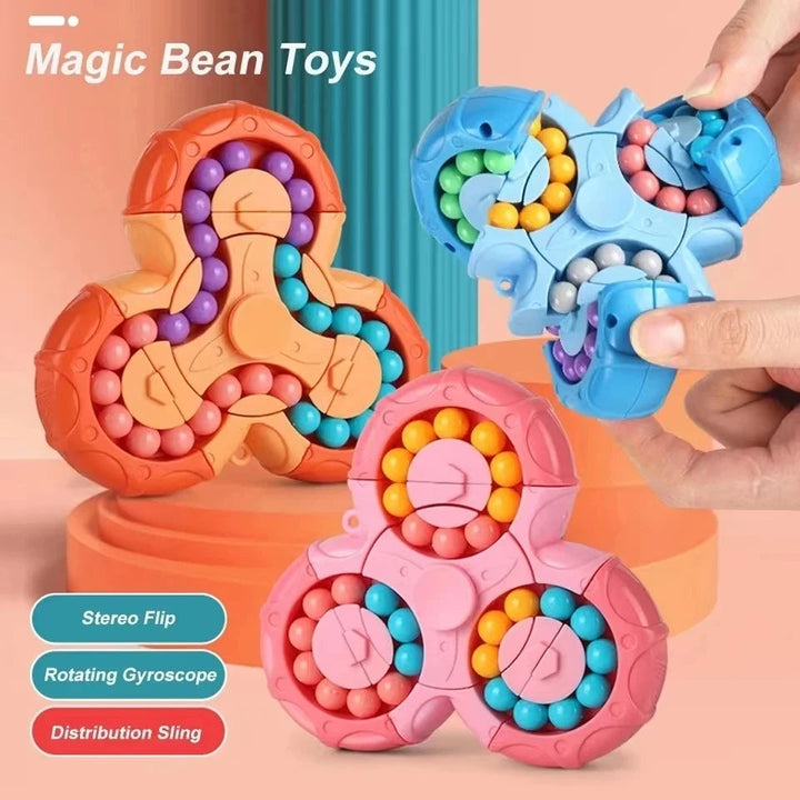 Draaiende fidget toy met zes kanten en kleurrijke balletjes