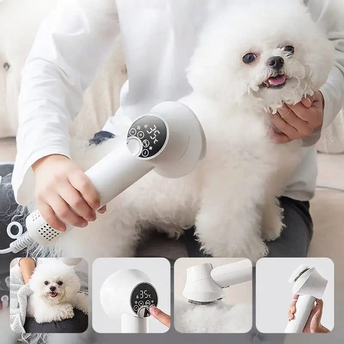 Hollevo™ Hondenföhn 2-in-1 met borstel en stille, instelbare warmte