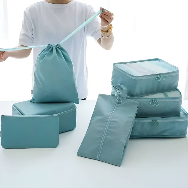 Set van 7 packing cubes met gaasvenster voor je koffer