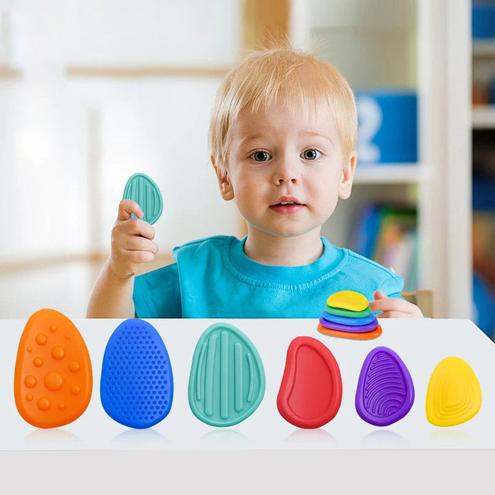 Hollevo™ Sensorische fidget-stenen van siliconen, set van 6 voor jong en oud