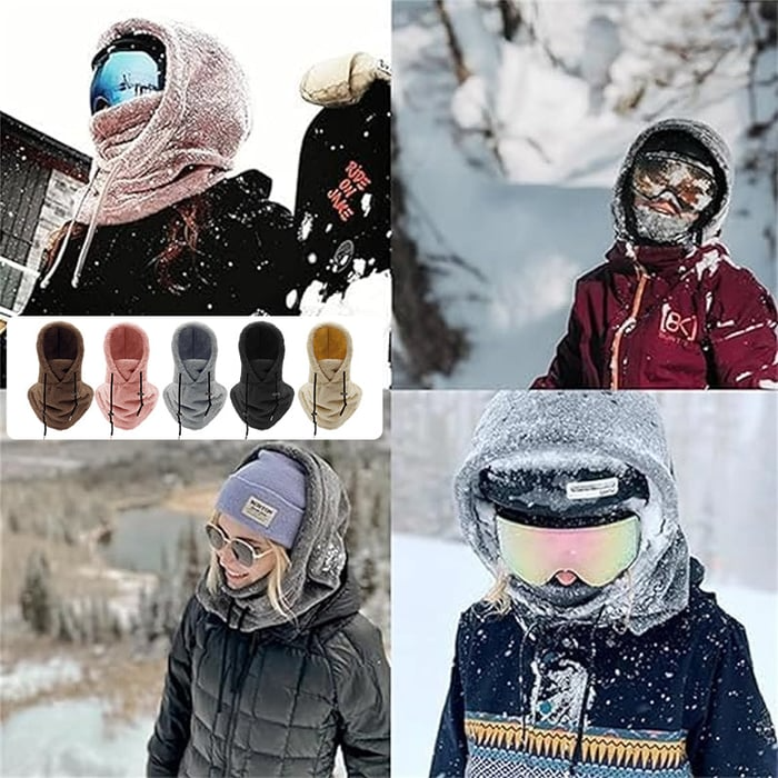 Hollevo™ Sherpa bivakmuts met capuchon die gezicht en hals bedekt
