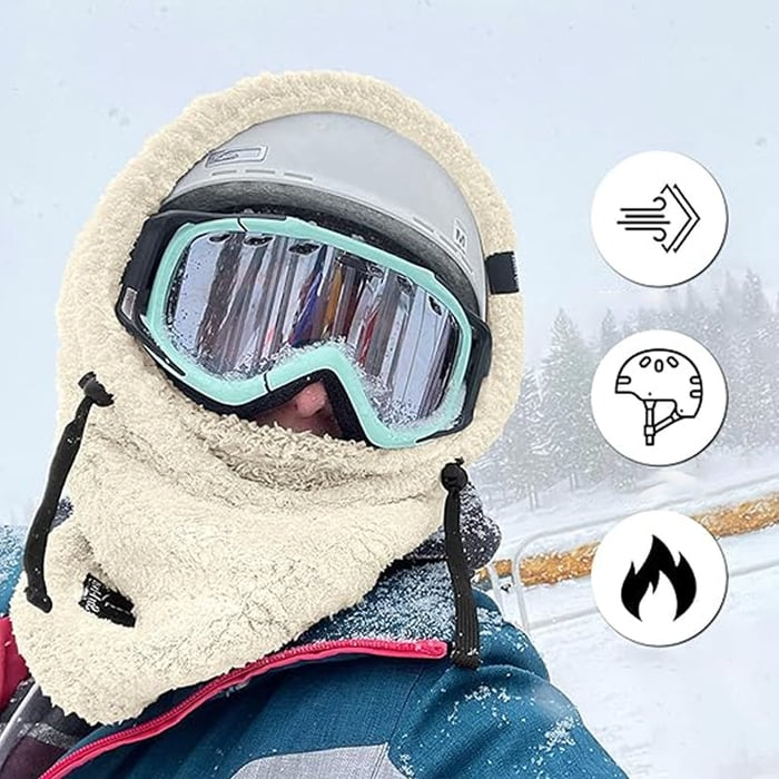 Hollevo™ Sherpa bivakmuts met capuchon die gezicht en hals bedekt