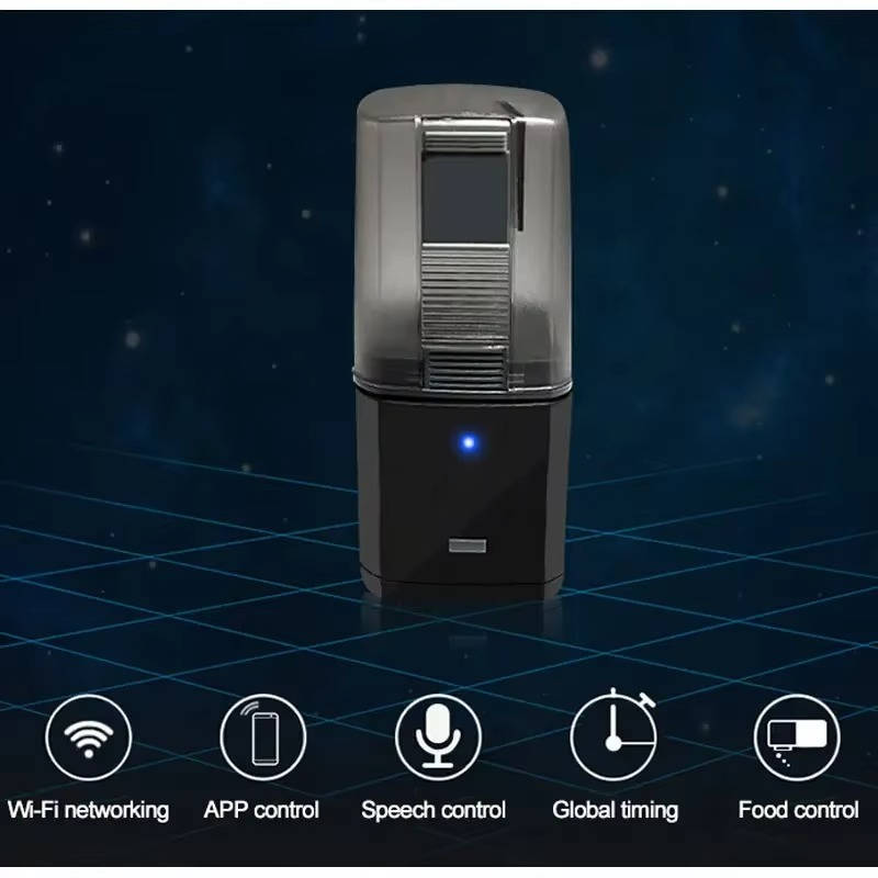 Slimme visvoerautomaat met wifi, app en spraakbediening