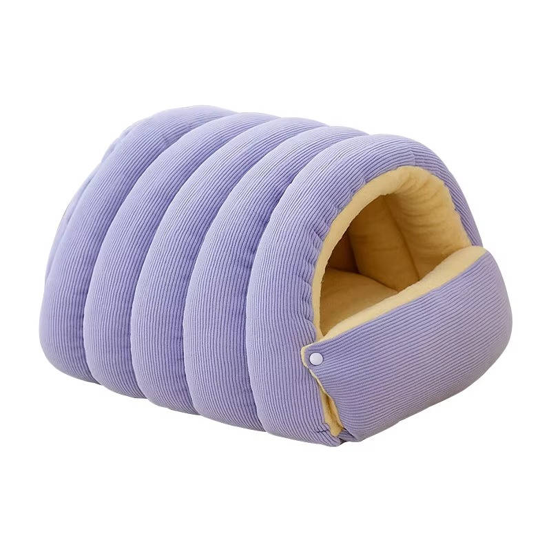 Gesloten kattenmand voor de winter met fleece en wasbare hoes