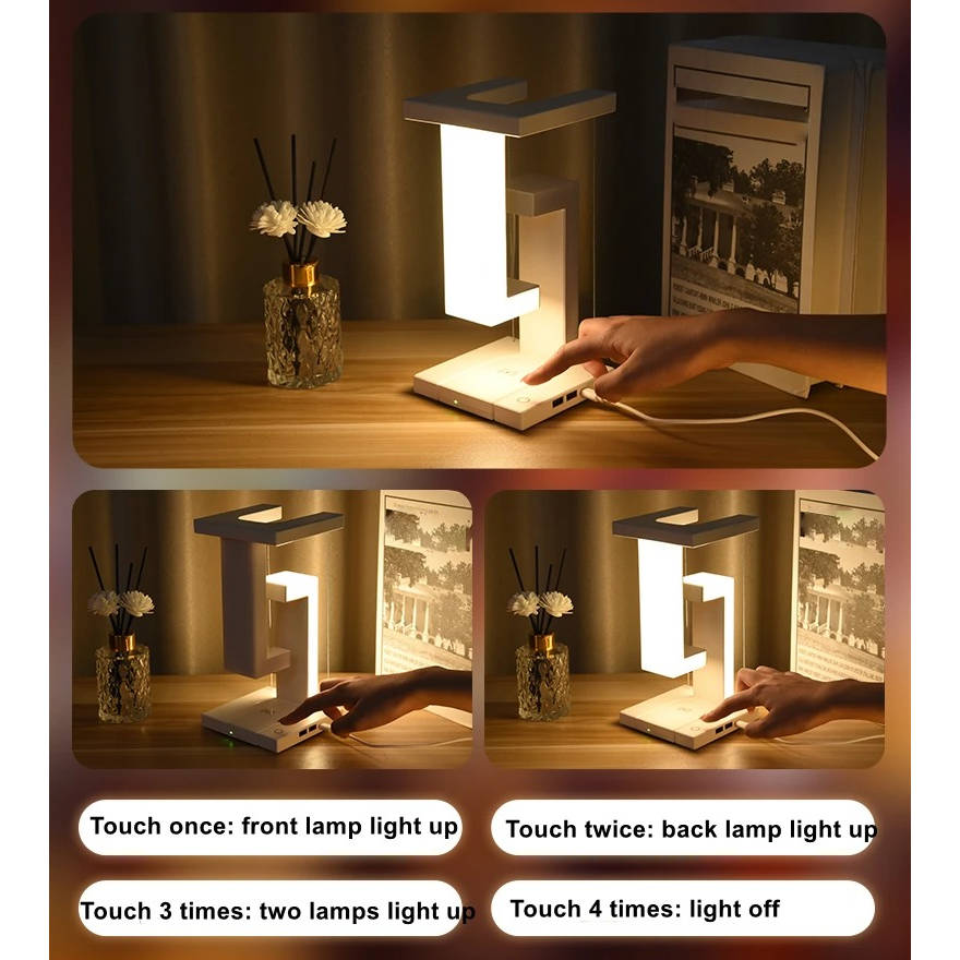 Zwevende bureaulamp met draadloze oplader van 10 W