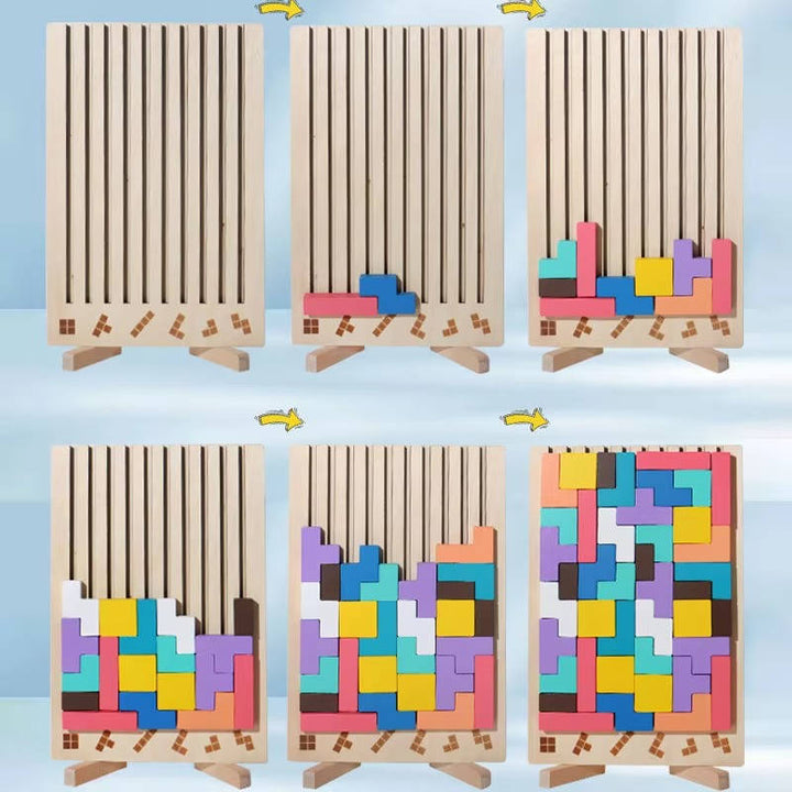 Houten Montessori puzzelblokken met 42 delen en 10 opdrachtkaarten