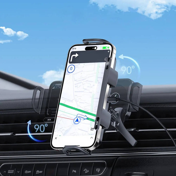 Draadloze autolader met telefoonhouder en automatische klemarm