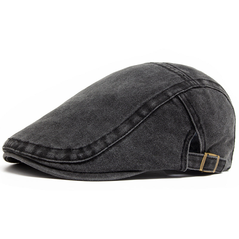 Gewassen denim flatcap