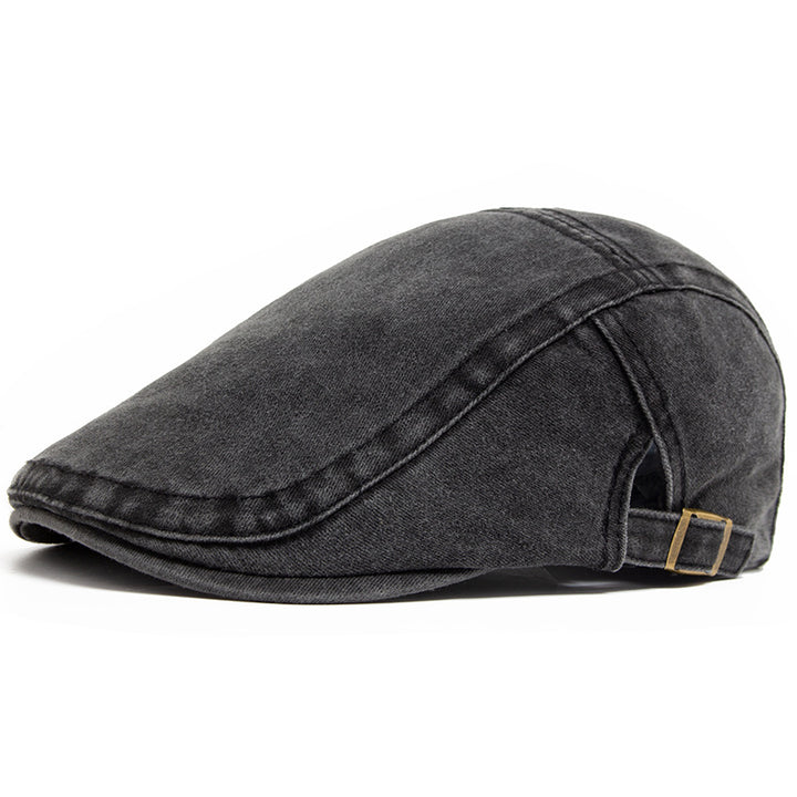 Gewassen denim flatcap