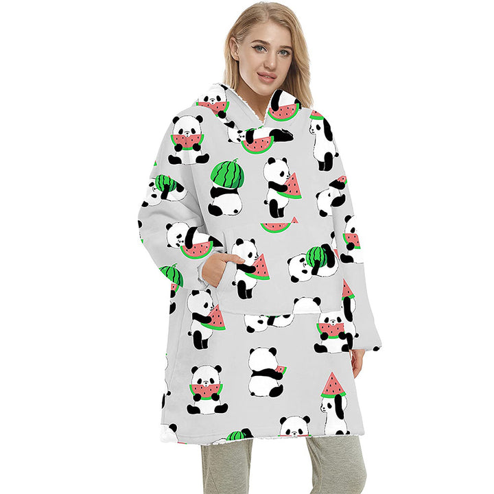 Oversized hoodie deken met capuchon en print