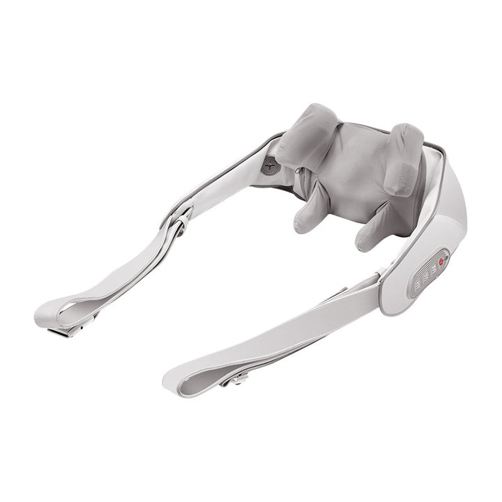 Beige nekmassager met kneedklemmen om de nek