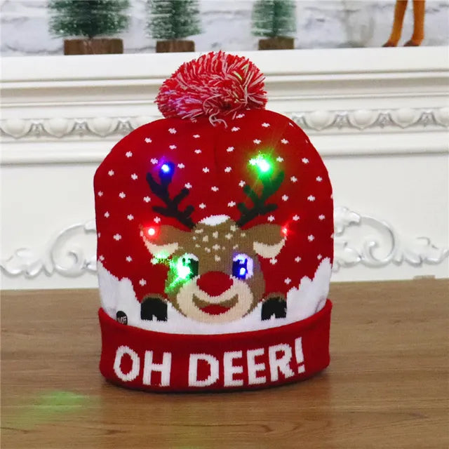 Hollevo™ Gebreide kerstmuts met LED-lichtjes voor kids en volwassenen