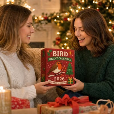 Adventskalender met acryl vogelfiguurtjes