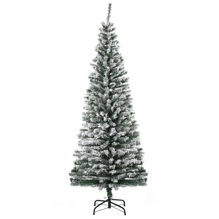 Hollevo Besneeuwde smalle kerstboom 180 cm met opvouwbare voet