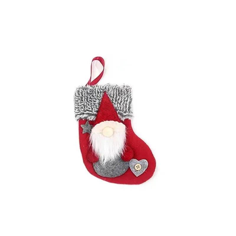 Hollevo™ Mini pluche kerstsok om op te hangen in de kerstboom