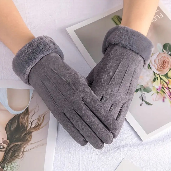 Hollevo™ Suède winterhandschoenen met fluwelen voering en pluche boord