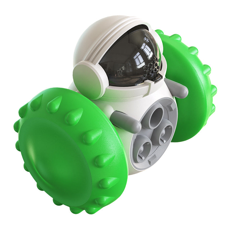 Gele snackrobot met hondenbrokjes