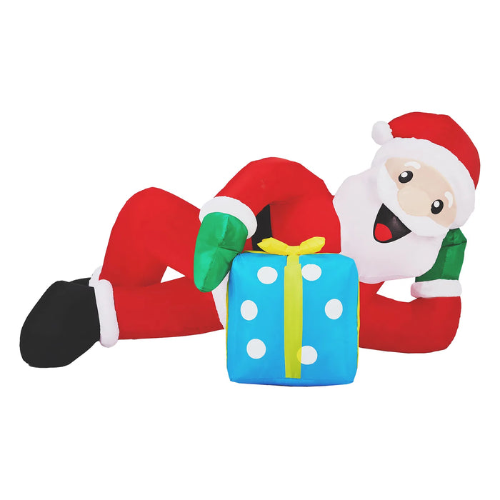 Hollevo Opblaasbare liggende kerstman met cadeau, 210 cm