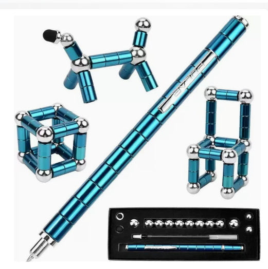 Zilveren magnetische fidget pen met balletjes
