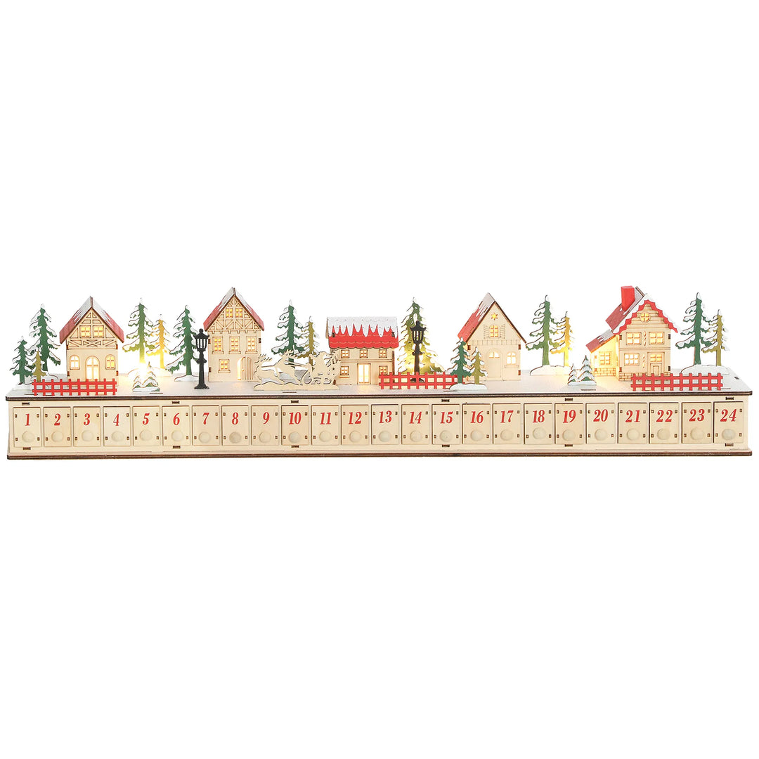 Lange verlichte houten adventskalender
