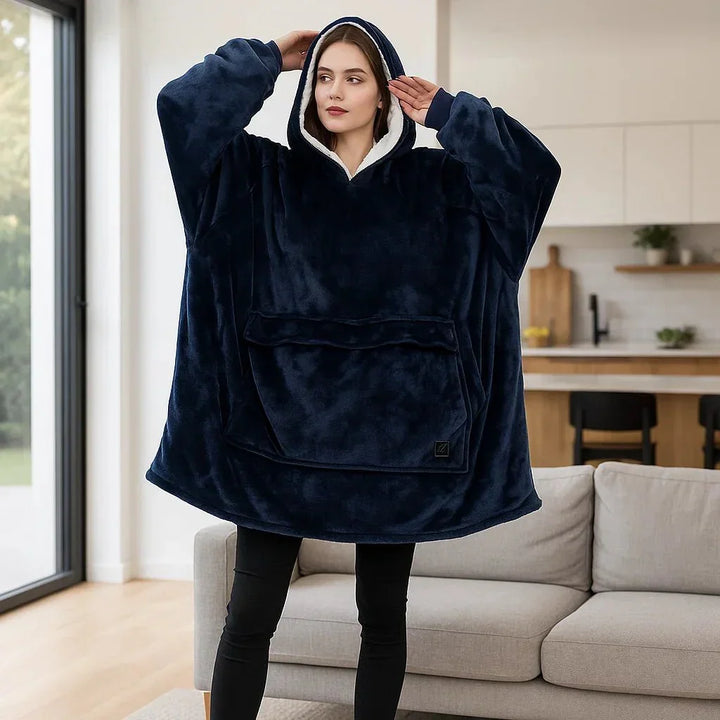 Verwarmde deken-hoodie met USB van zachte flanel met buidelzak