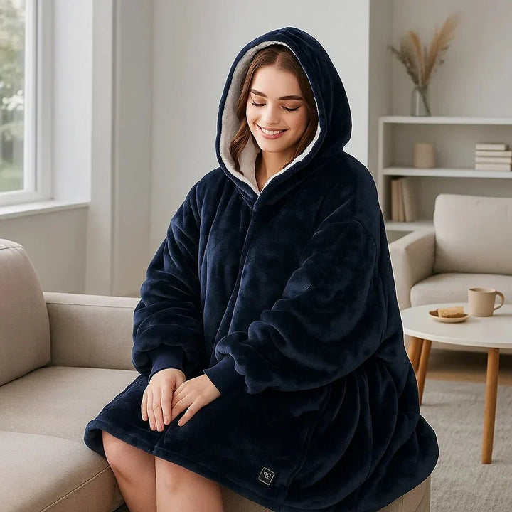 Verwarmde deken-hoodie met USB van zachte flanel met buidelzak