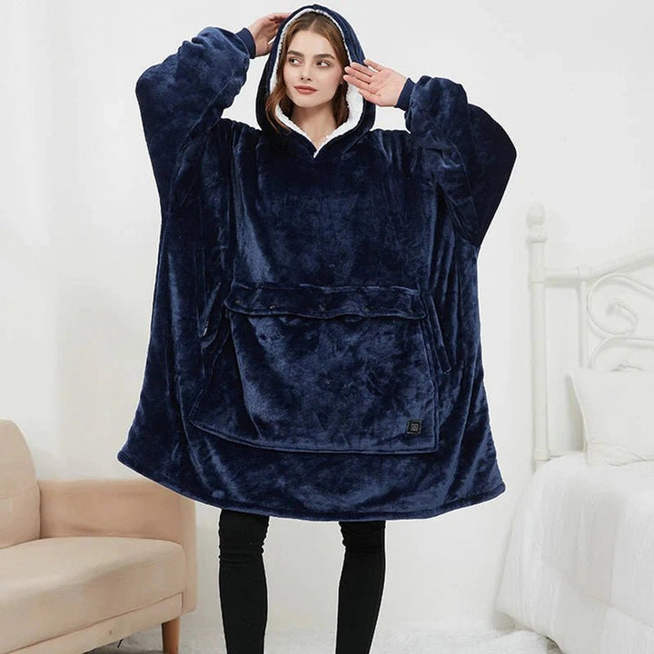Verwarmde deken-hoodie met USB van zachte flanel met buidelzak