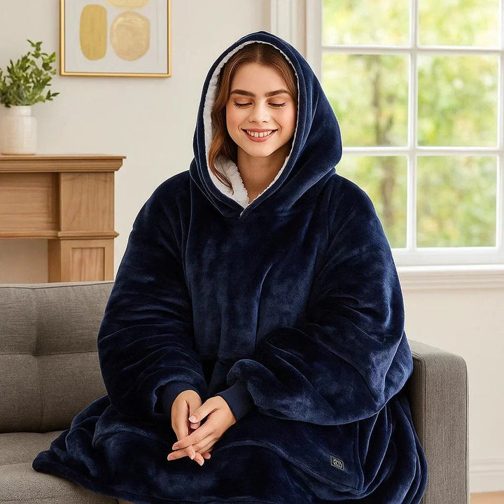 Verwarmde deken-hoodie met USB van zachte flanel met buidelzak