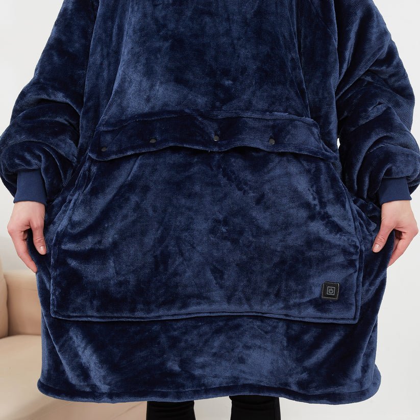 Verwarmde deken-hoodie met USB van zachte flanel met buidelzak