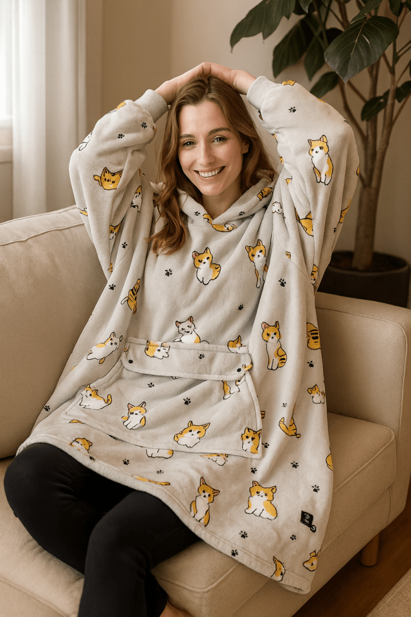 Verwarmde deken-hoodie met USB van zachte flanel met buidelzak