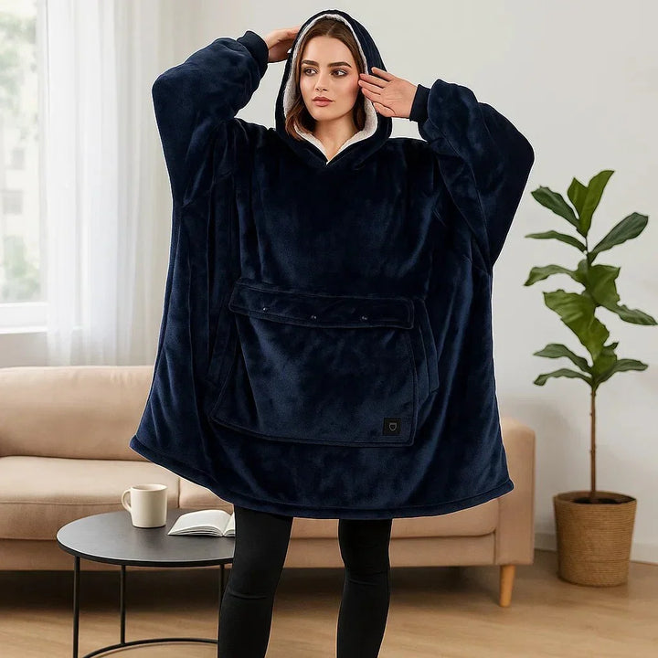 Verwarmde deken-hoodie met USB van zachte flanel met buidelzak