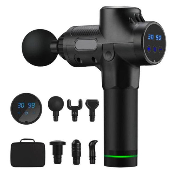 Hollevo™ Massagegun met 6 opzetstukken, 20 snelheden en lcd-scherm