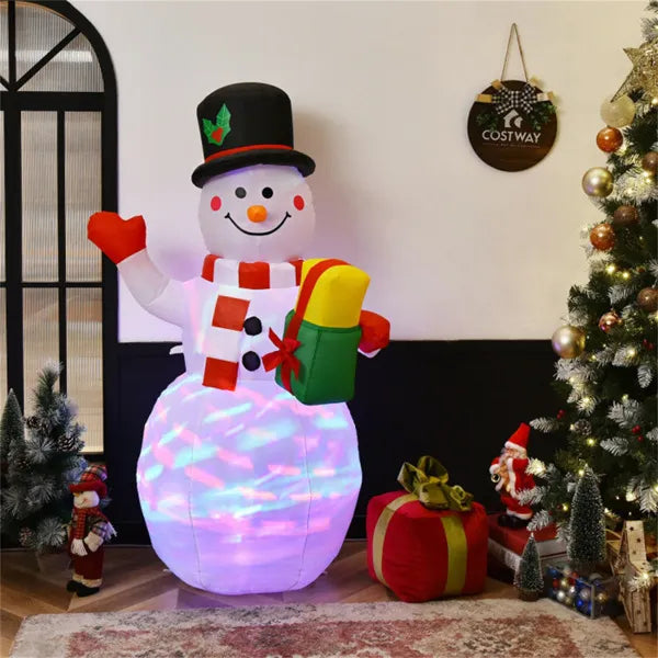 Opblaasbare sneeuwpop met cadeau en licht