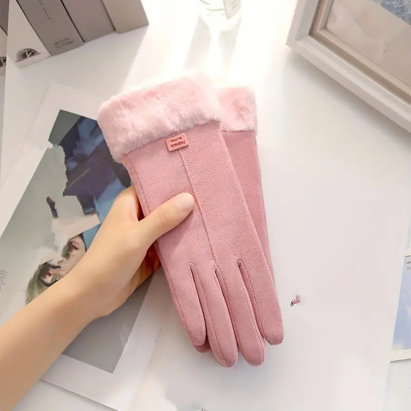Hollevo™ Suède winterhandschoenen met fluwelen voering en pluche boord