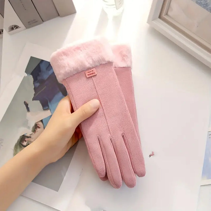 Hollevo™ Suède winterhandschoenen met fluwelen voering en pluche boord
