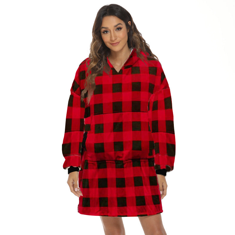 Oversized hoodie deken met capuchon en print