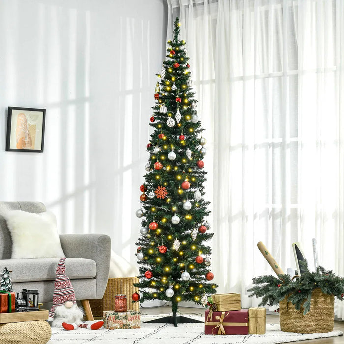 Hollevo Smalle kunstkerstboom 213 cm met 250 warmwitte leds