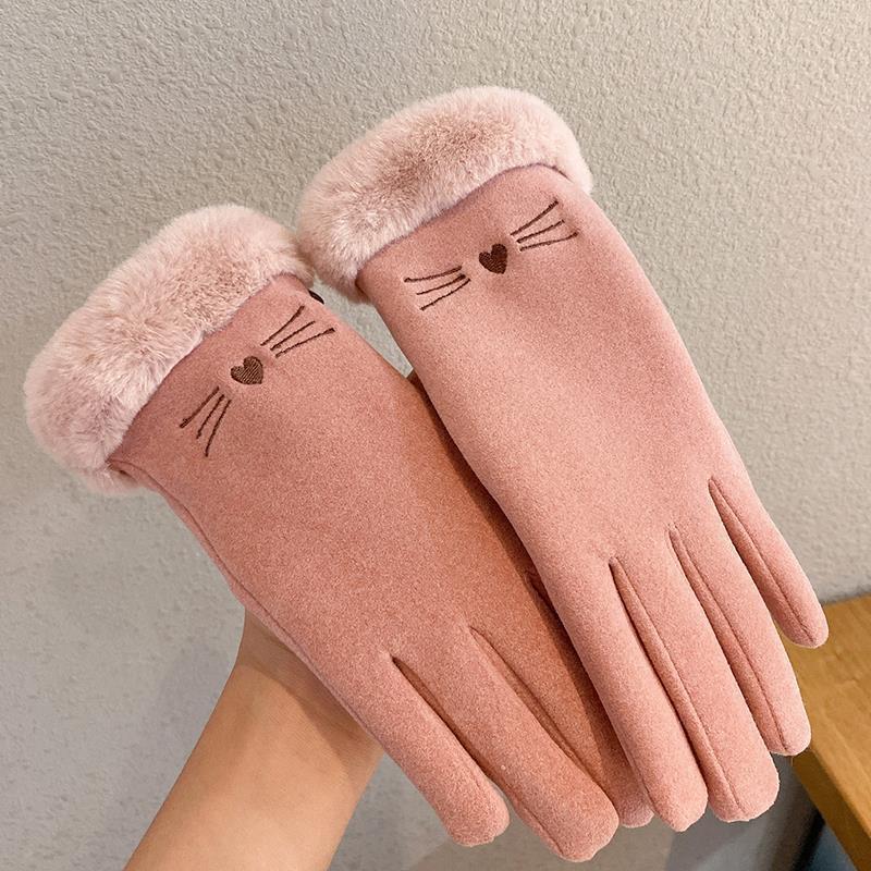Handschoenen in suèdelook met pluche boord