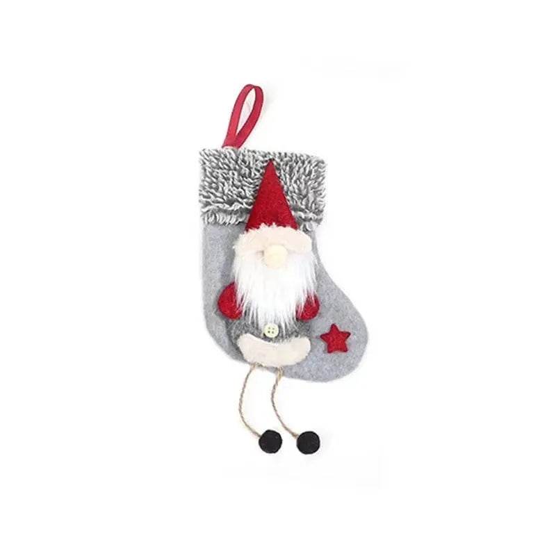 Hollevo™ Mini pluche kerstsok om op te hangen in de kerstboom