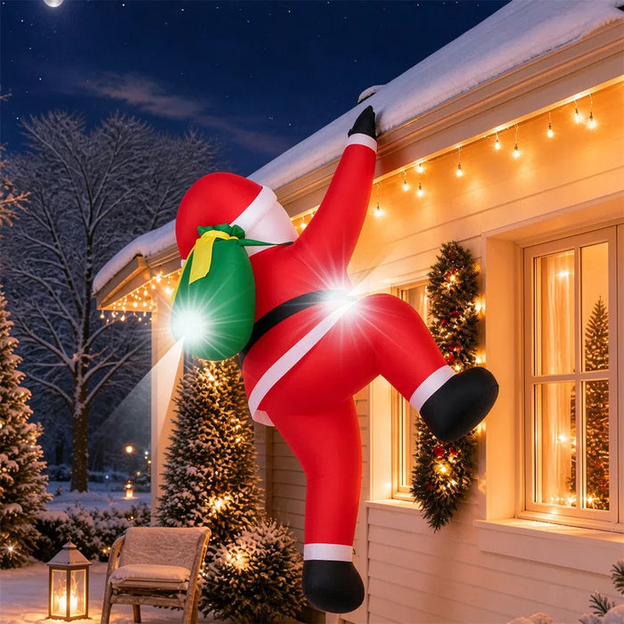 Hollevo Opblaasbare klimmende kerstman 180 cm met leds