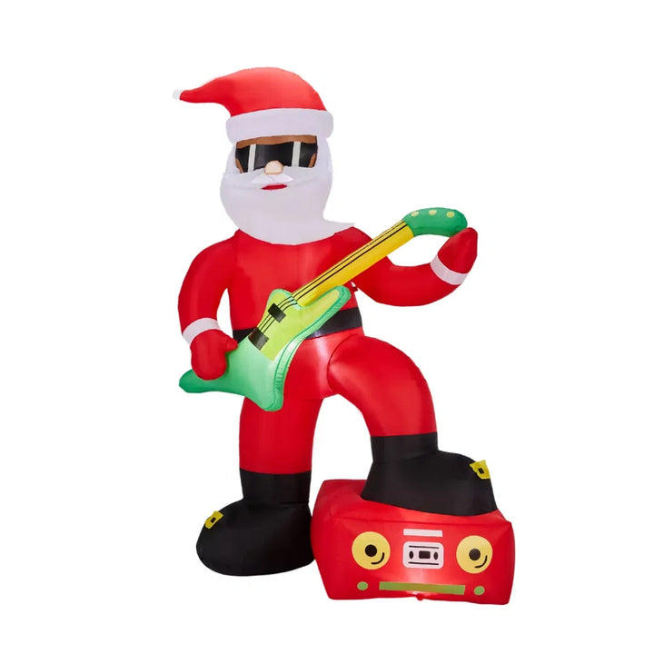 Opblaasbare kerstman met gitaar en zonnebril