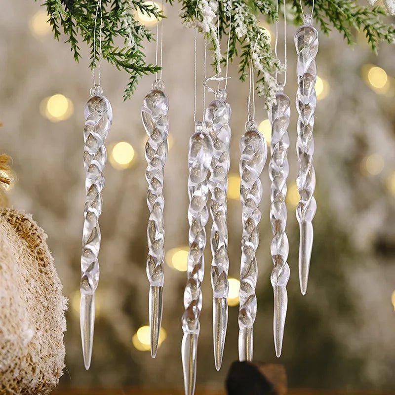 Onbreekbare acryl ijspegels voor in de kerstboom