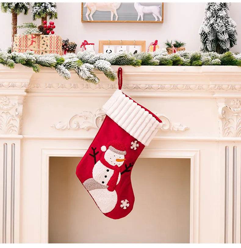 Hollevo™ Kerstsok met gouden fluwelen patch om op te hangen