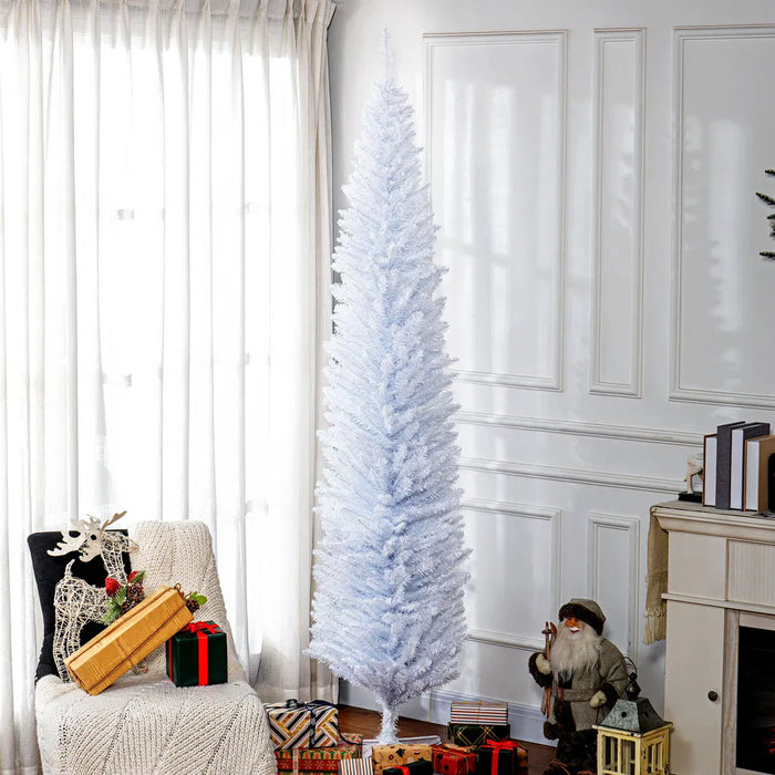 Hollevo Witte smalle kunstkerstboom 240 cm zonder verlichting