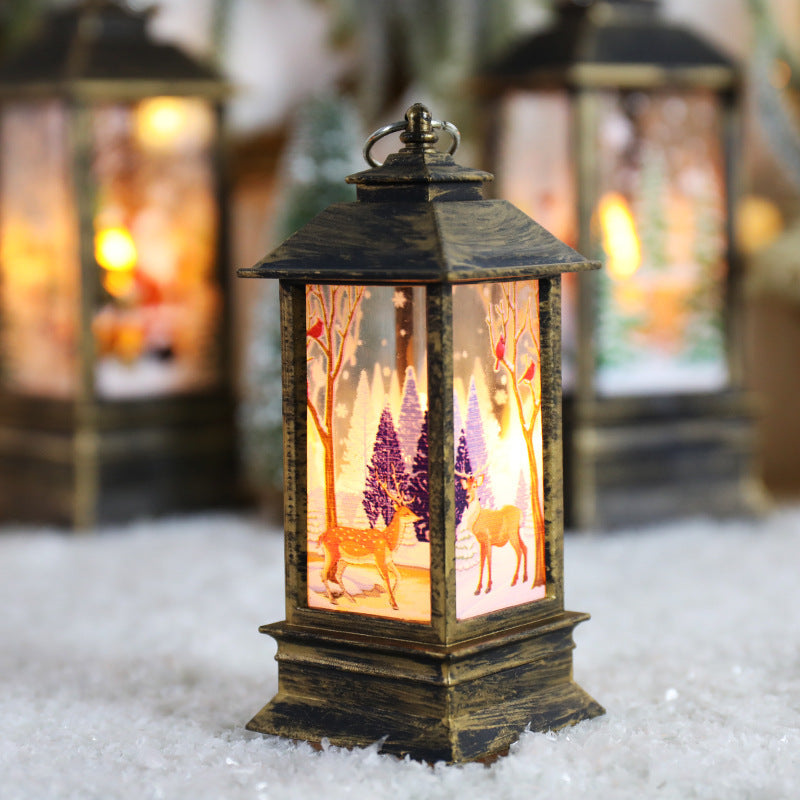 Kerstlantaarn met dwarrelende glitters en kleurwisselende led